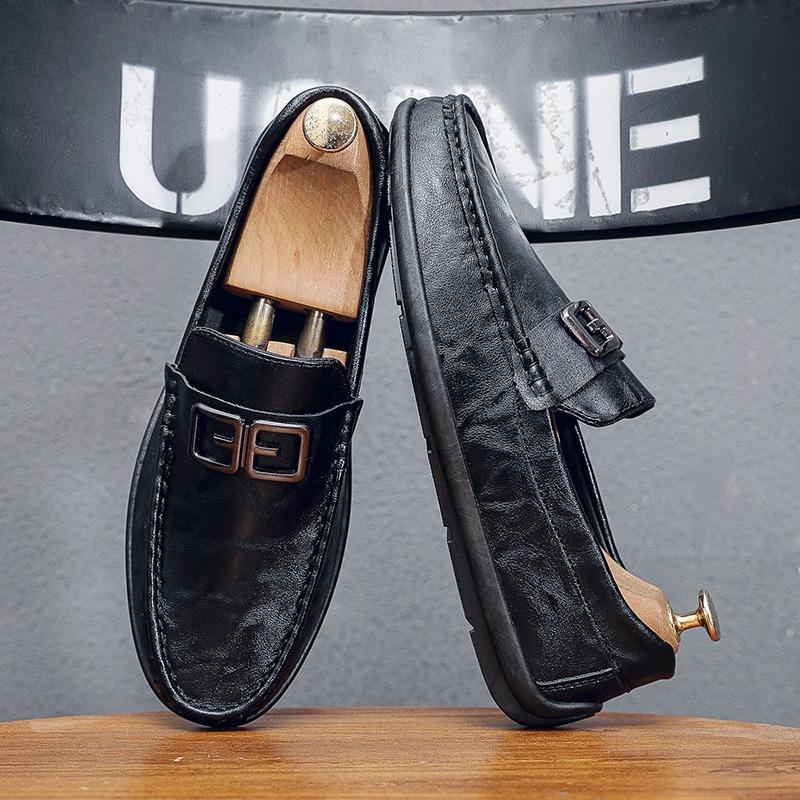 Spring Men's Shoes New Soft-soled Men's Casual Leather Shoes One Pedal Driving Doudou Tide Shoes