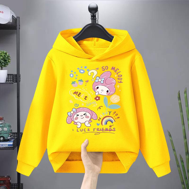New Korean Version Casual Rainbow Friend Pochacco My Melody Children's Hoodie Loose and Lazy Style Girl Fashion Top
