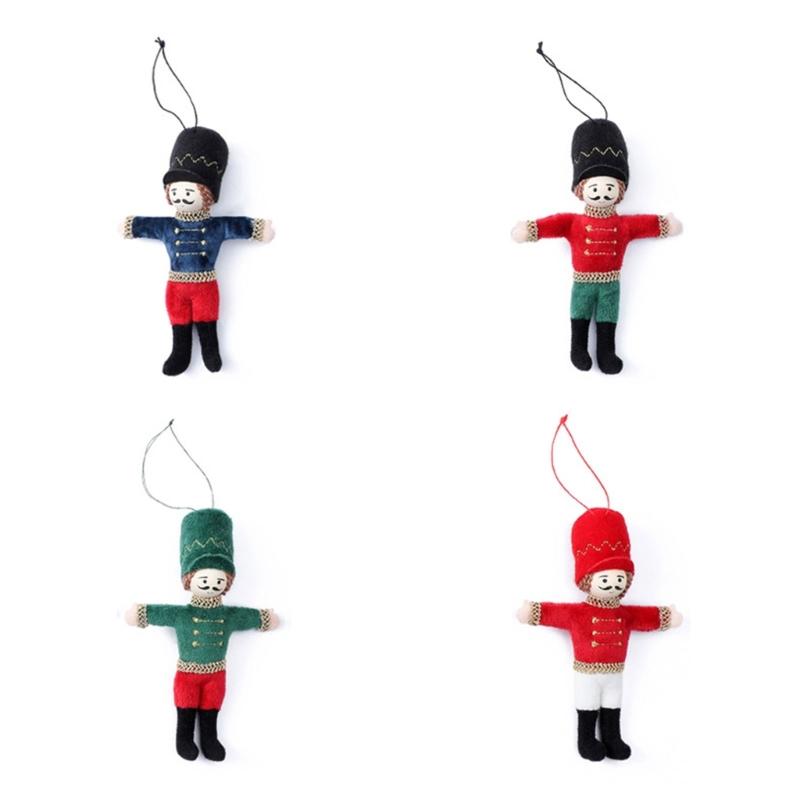 Classical Fabric Nut Cracker Soldier Figures Christmas Tree Hanging Ornaments Holiday Home Decoration