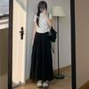 White cake skirt women's spring and autumn new Korean gentle wind high waist thin versatile skirt elastic waist medium and long skirt