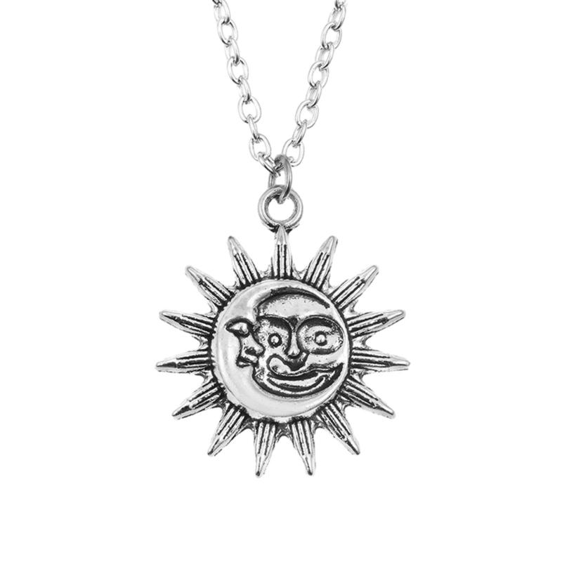Elegant Sun Moon Pendant Necklace Unique Sun and Moon Charm Necklace Adornment Beautiful Opal Adorned Neck Chain Jewelry