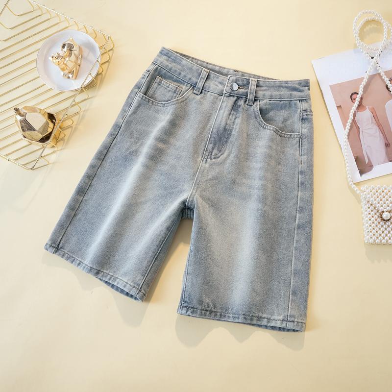 

DIMANAF Большие размеры 2024, женские шорты, брюки, летние джинсы, короткие базовые свободные брюки-шаровары с высокой талией и эластичной резинкой на талии S синий