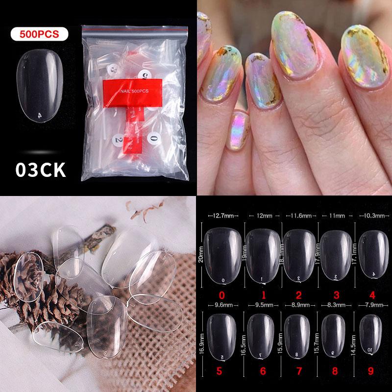 500Pcs/Bagged False Nail Tips Acrylic Practice Nail Capsules Artificial Nails Soft Gel Full Cover Coffin Nail Tips Manicure Tool