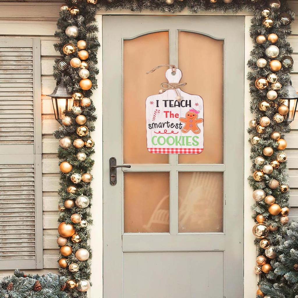 Christmas Gingerbread Man Wooden Ornaments Home Cookie Man Decor Hangings Sign Pendants Welcome Front Door Hanger New Year Gifts