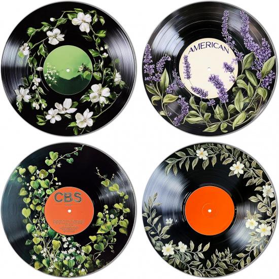 TracyArt Hippie Decor, Posters for Room Aesthetic - Botanical Wall Art, Record Decor, 4 Pcs 12"