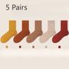 5 Pairs of  Ladies Spring and Autumn Pure Cotton Boneless Tube Cotton Socks