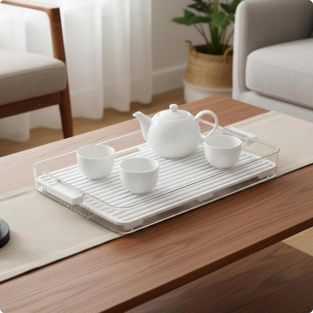 Rectangular Tea Serving Board Easy to Clean Drainage Design Tableware Xl Black