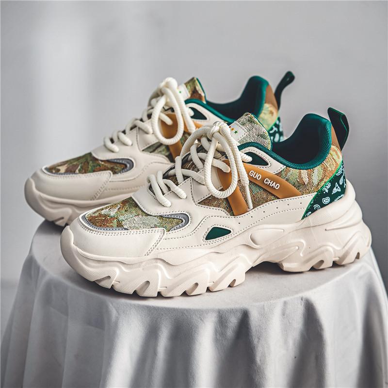 

Spring new thick-soled breathable dad shoes men s casual shoes sports shoes heightening men s shoes 44 хаки