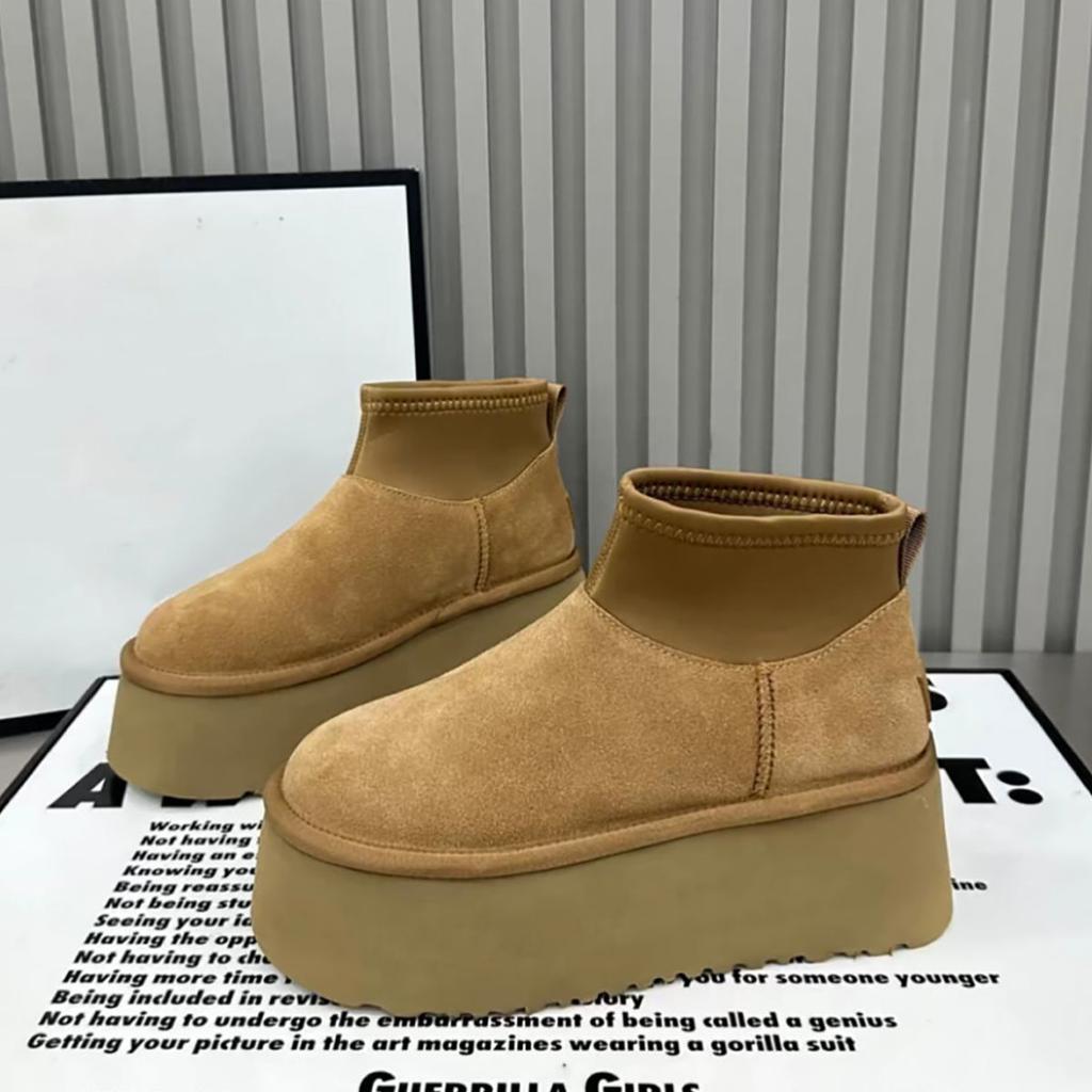 Women's fur one thick bottom heightening winter lightweight warm snow boots non-slip wear-resistant casual sports cotton boots