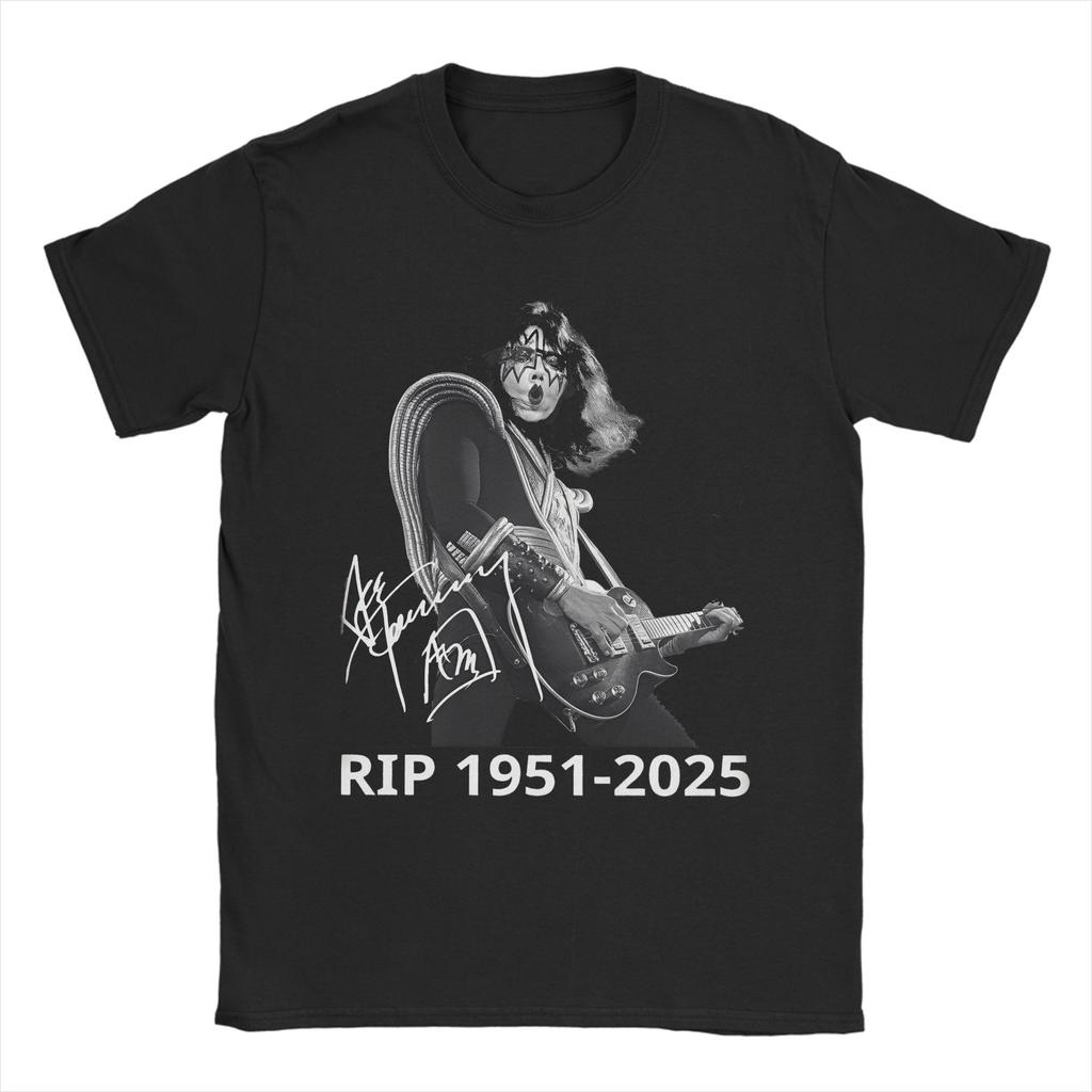 Rip Ace Frehley The Spaceman 1951-2025 kiss band Apparel Men Women T Shirt 100% Cotton Tee New Arrival  T-shirt Clothing
