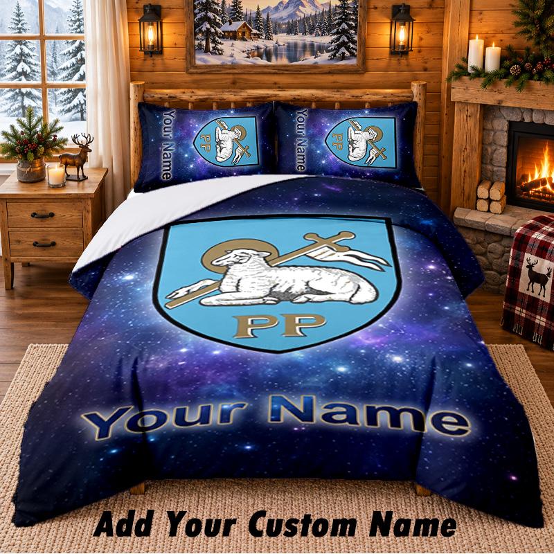 Preston North End Pattern Bedding 3Pcs Set Custom Name, Bed Sheet And Pillowcases For Home Bedroom