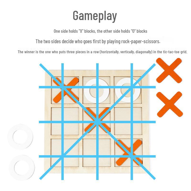 Wooden Tic-Tac-Toe Board Game for Kids: Educational Toy for Early Learning and Logical Thinking Development