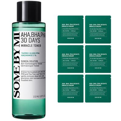 Some By Mi Aha Baha Paha 30 Days Miracle Toner 150ml + Miracle Cream Provpåse 6p, 1 set