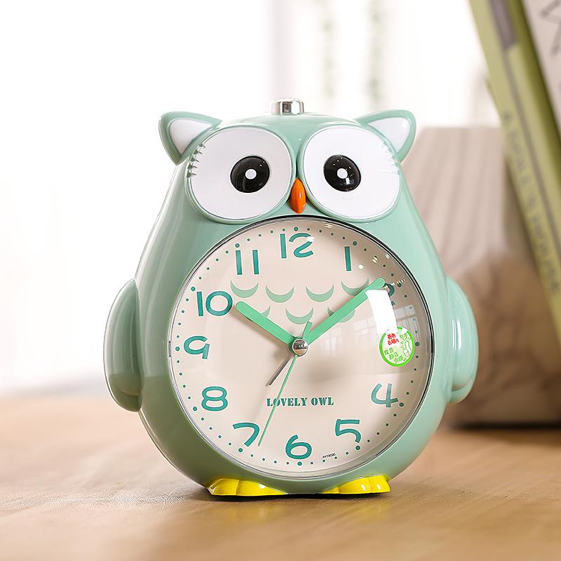 Cartoon Cute Owl Mute Desktop Alarm Clock Lovely Student Wake Up Table Alarm ClockWith Backlight For Kid Beedroom