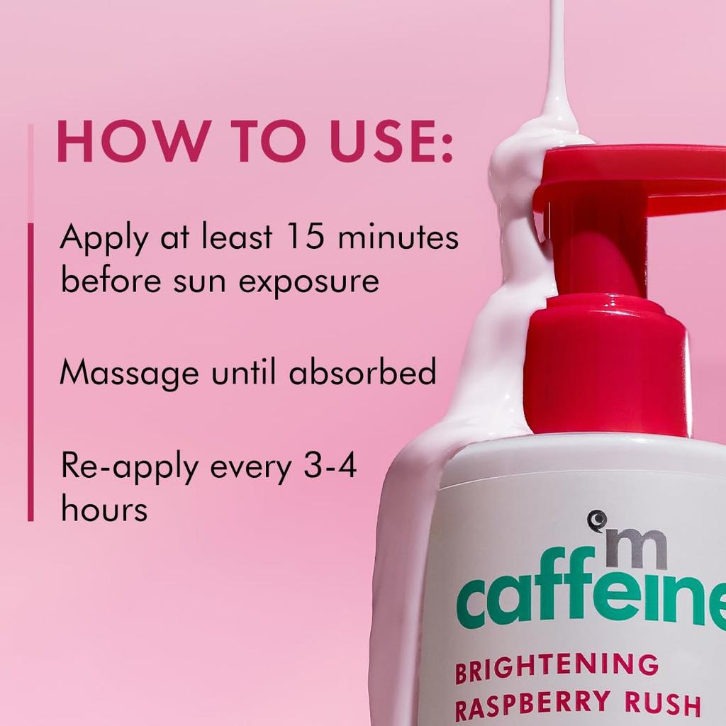 mCaffeine Brightening SPF 50 PA+++ Body Sunscreen Lotion 200 ml Lightweight Non Sticky Hydrating Sun Protection Body Lotion