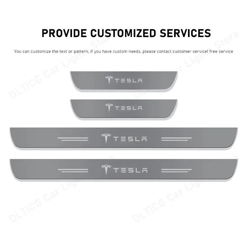 Car Wireless LED Threshold Light For Tesla Model 3 Model Y Model S Model X Auto Interior Threshold Step LED Light Accessories