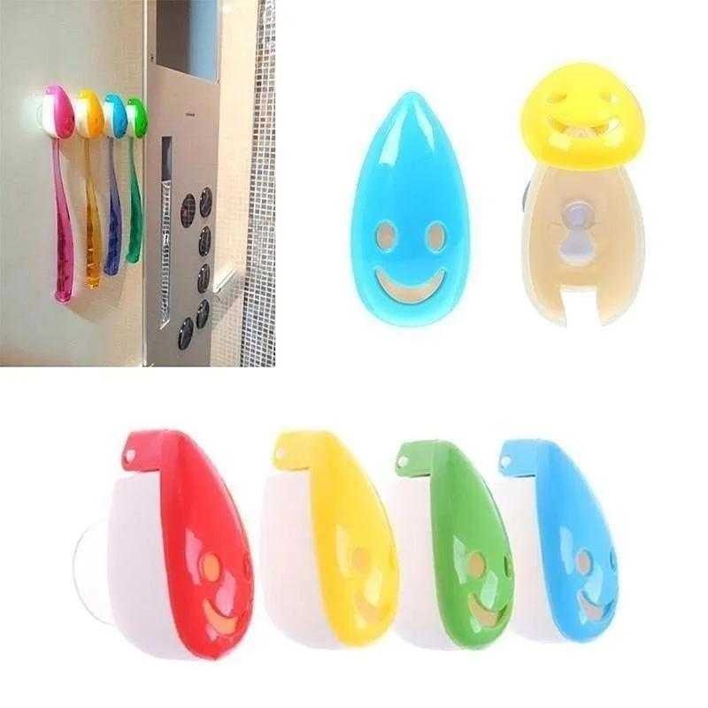 4pcs Creative Lovely Cartoon Animal Pattern Automatic Toothbrush Holder Strong Adsorption Wall Metal  Reused Toothbrush Holder