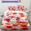 3pcs Duvet Cover Set (1*Duvet Cover + 2*Pillowcase, Without Core), Strawberry Shortcake Print Soft All‑Season Bedding Set, Home Bedroom Decor Gift
