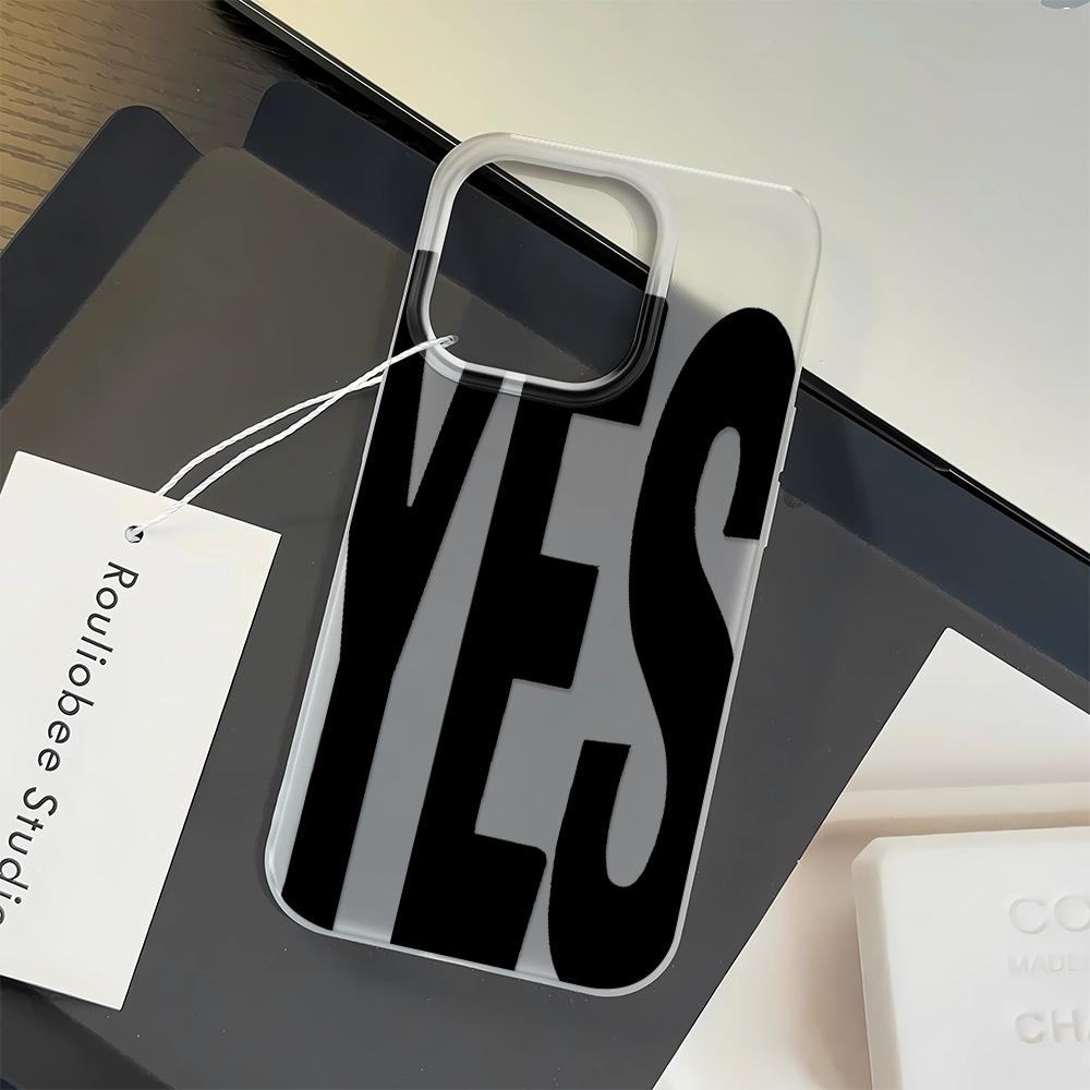 YES Personalized Art Letter Matte Semi Transparent Phone Case For iPhone 16 15 14 13 12 11 Pro XS Max XR 7 Plus Y2K Cover Funda