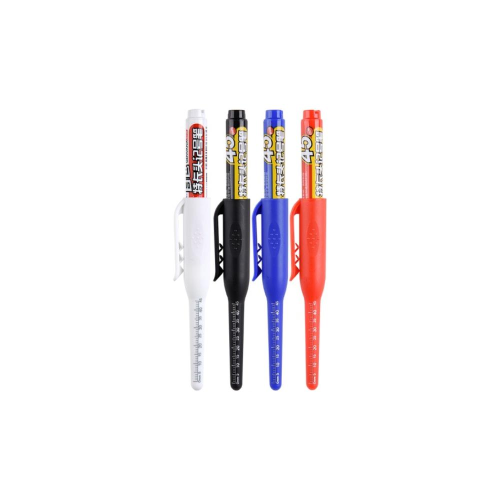

4-40Pcs White/Black/Blue/Red 45mm Deep Hole Marker Pens Long Nib Head Carpenter Pen Waterproof for Measuring Woodworking Office