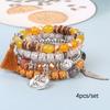 Bohemian Beaded Bracelet Set, Women's Stackable Stretch Bracelets with Tassel & Wing Charm