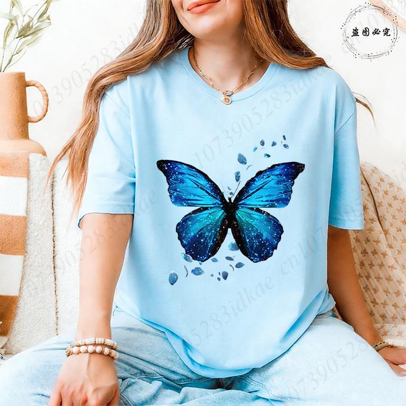 Fashion Butterflies Autism Awareness T-Shirt Women Clothing Summer Breathable Tops Short Sleeve Soft Comfortable Tee Shirt