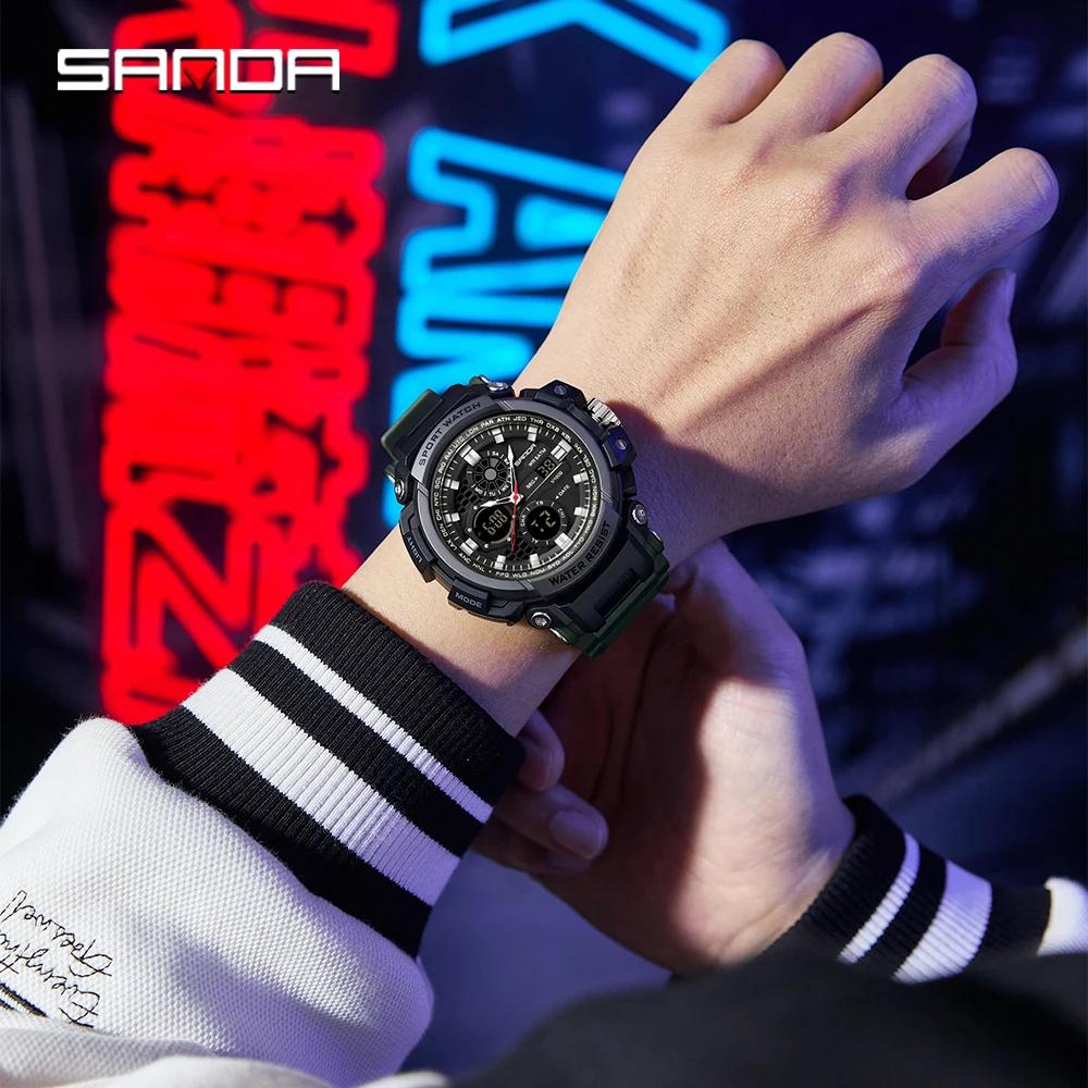 SANDA 3390 New Sports Men's Watches Military Digital Watch Waterproof Wristwatch for Male Clock Shock Relogios Masculino