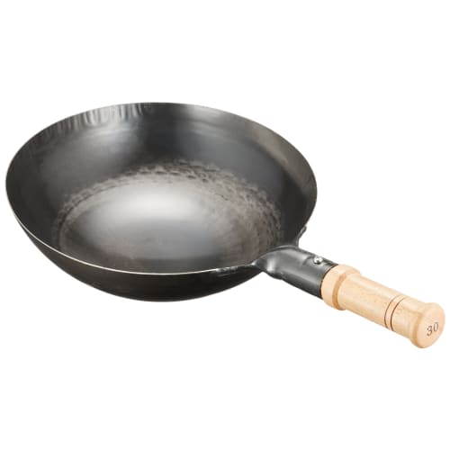Yamada Industrial Co., Ltd. 30cm Iron Saucepan with Wooden Handle, Made In Japan, Outdoor, Chinese Style, Yamada Chinese Wok 001057