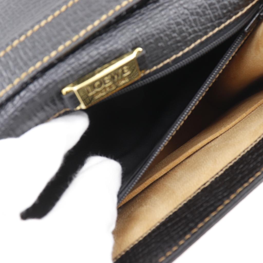 LOEWE Barcelona Handbag 2WAYShoulder black Embossed Leather Women Used