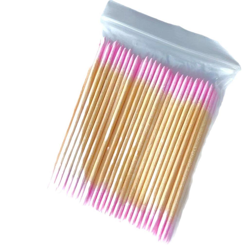 100 PCS 7CM Double-Tipped Pink Microblading Cotton Swabs for Essential Oil, Tattoo & Eyebrow Makeup