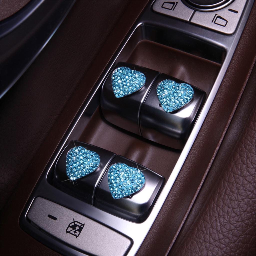 Pack Of 6 Crystal Heart Car Stickers Self Adhesive Interior Decors for Vehicle Enhancing Luxury with Rhinestone Designs