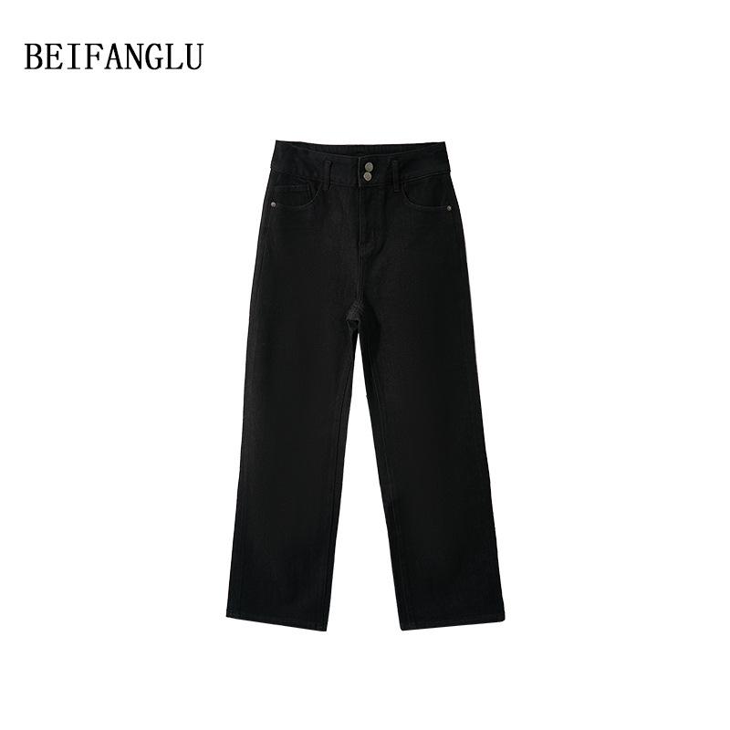Women's Northern Deer Slimming Denim-Style Straight Leg Pants - Autumn/Winter