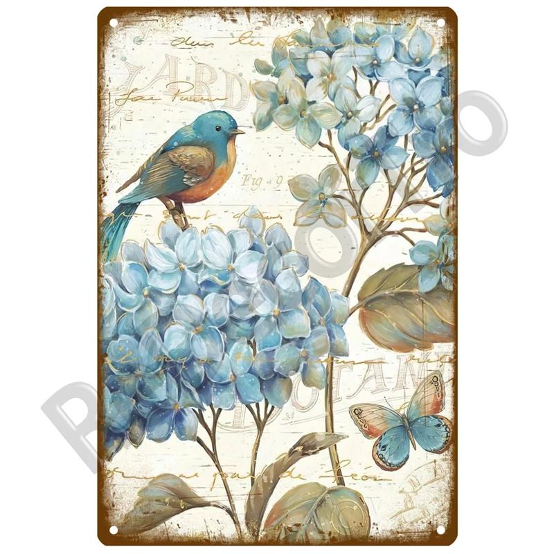 Flower Tin Sign Poster Garden Vintage Wall Poster Metal Sign Decorative Wall Plate Retro Plaque Metal Vintage Decor Accessories