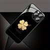 Minimalist Golden Lucky Clover Pattern Glass Phone Case For iPhone 17 16 15 14 Pro Max 13 12 11 17Air 16E 7 8 Plus XR XS X Cover