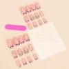 24 Pieces Short French Tip Press On Nail Square Shape False Nail Stick on Nail With Bows And Flower Design For Women