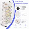 Plastic Mobile Bookcase Removable Storage Cart Durable Rolling Bookshelf  Space Saving