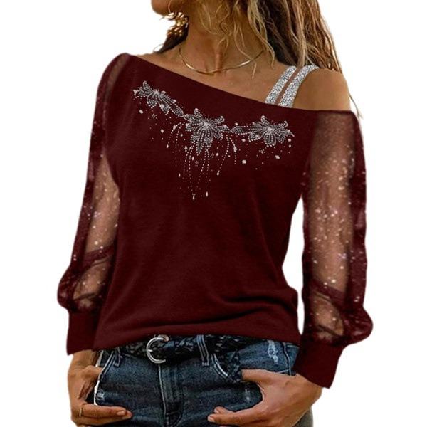 2024 Women's Casual Round Neck Long-Sleeve Loose Fit Graphic T-Shirt