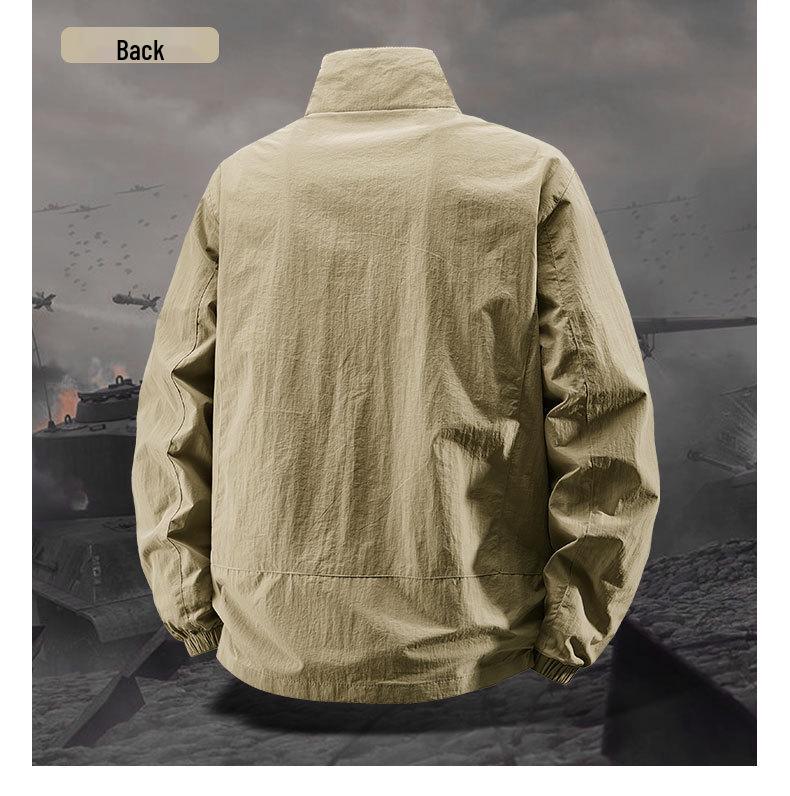 Men's 2025 Plus Size Thin Casual Jacket - Breathable Stand Collar for Spring & Autumn
