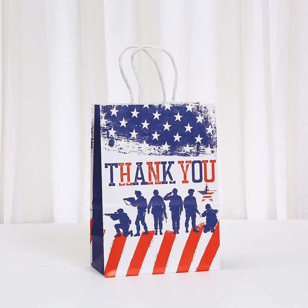12/30pcs Patriotic Paper Tote Bags Thank You Veterans Gift Bags for Parades Donations Fundraisers Markets Return Gifts
