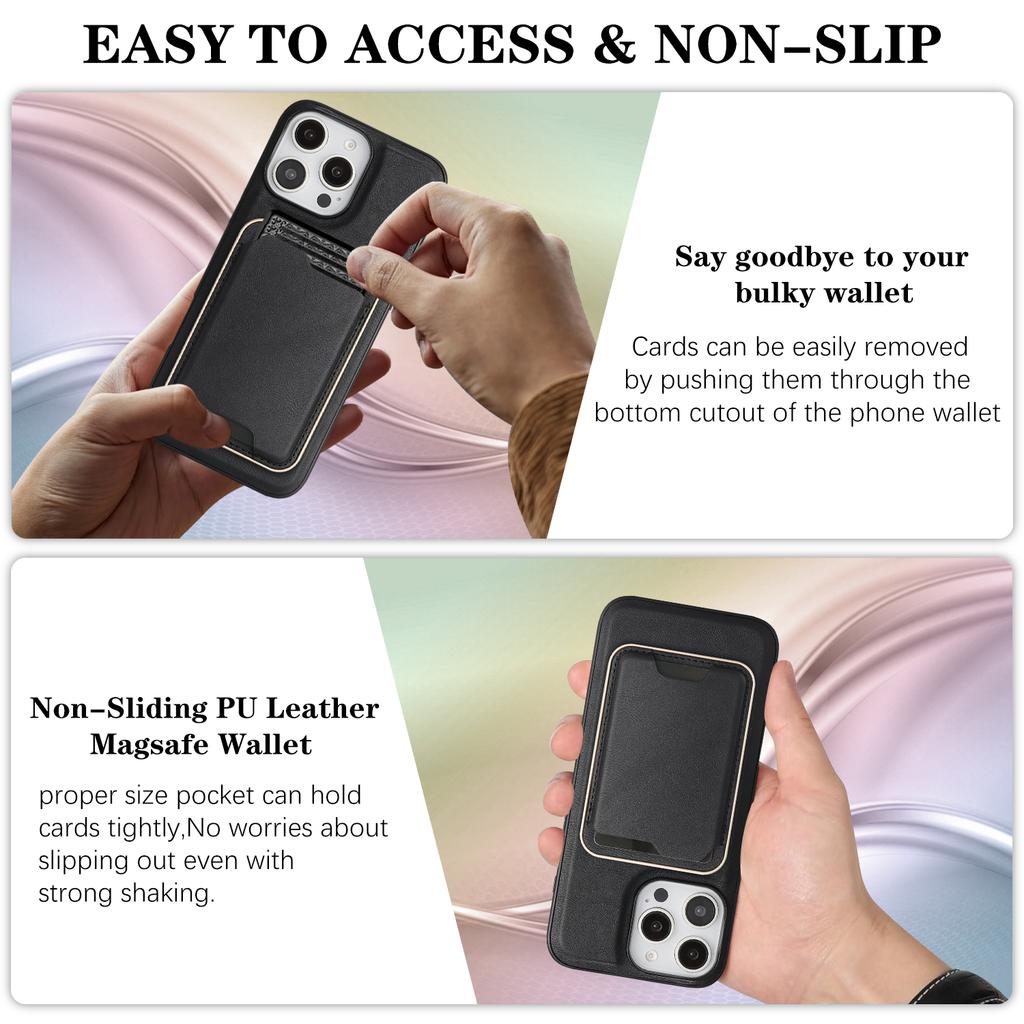 For iPhone 13 Pro Max Case Compatible with MagSafe Ultra Thin Card Holder PU Leather Coated TPU Cover