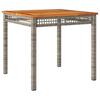 Garden Table Gray 80 x 80 x 75 cm Poly Rattan & Acacia Wood