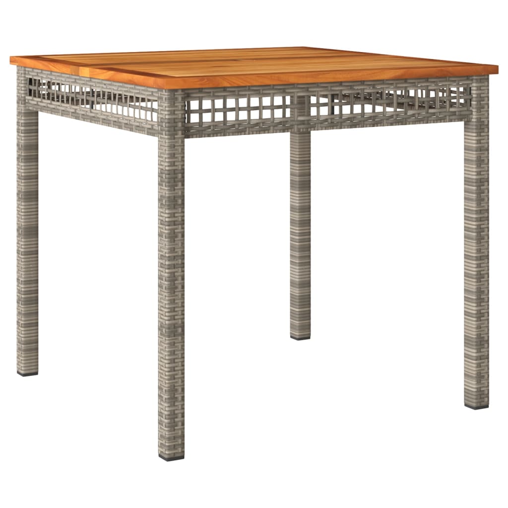 Garden Table Gray 80 x 80 x 75 cm Poly Rattan & Acacia Wood