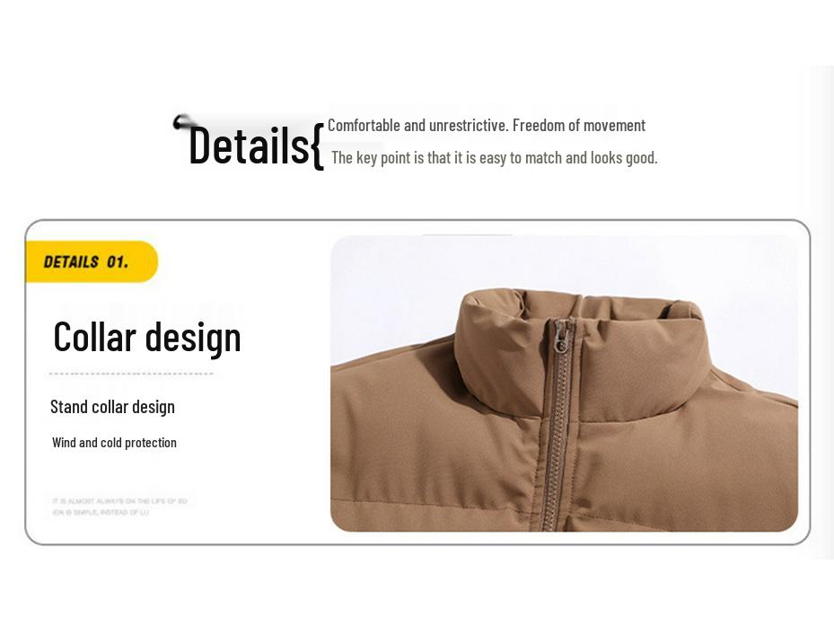 Lulu Men's 2025 Casual Cotton Padded Stand Collar Bread Jacket - Thick, Loose, and Warm for Winter
