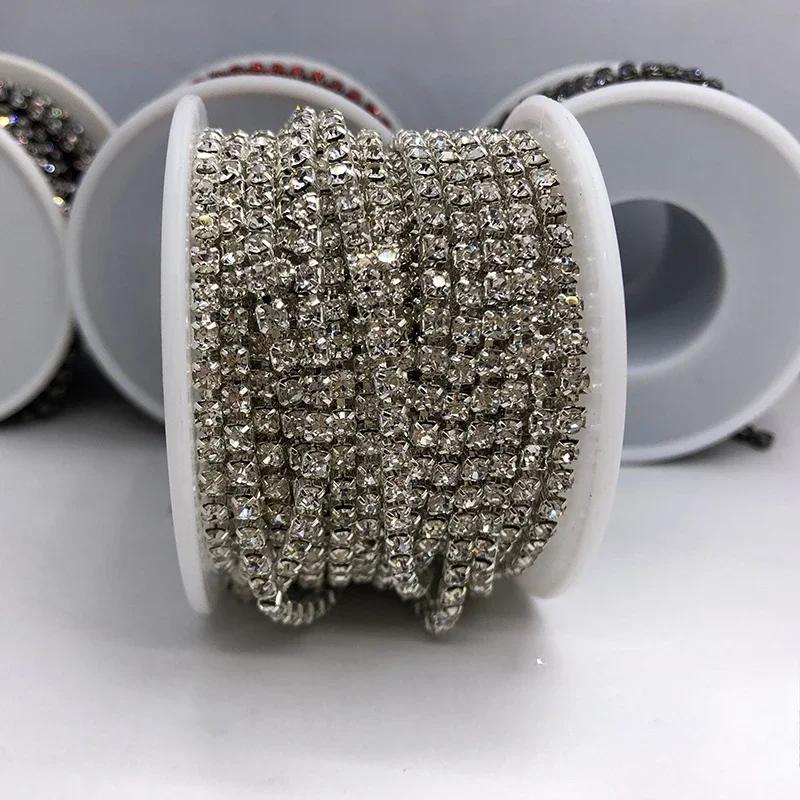 

3 мм 1 рулон нейл-арта стразы металлическая цепочка серебряная основа драгоценные камни гель клей подвески маникюрные аксессуары DIY украшения для нейл-арта 3mm