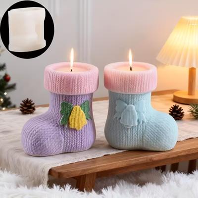 Christmas Sock Candle Mold - Non-Toxic Silicone Candle/Soap/Ornament Mold for DIY Holiday Decorations Table Centerpieces
