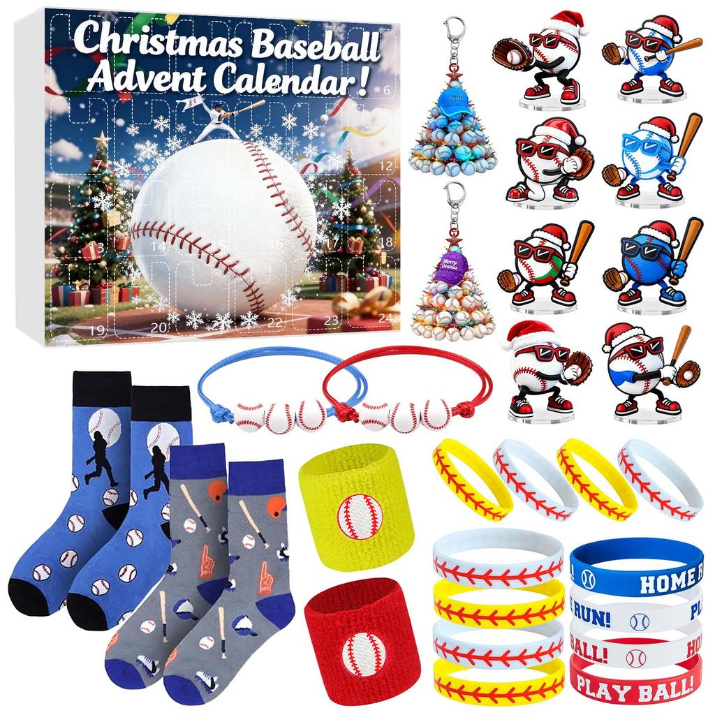 Christmas Advent Calendar Baseball Toys For Kids Surprise Gift Boxes  Baseball Accessories Christmas Decorations Baseball Coun