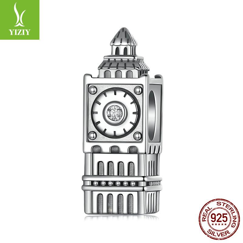 Building Jewelry Diy Pendant String Decoration, Big Ben S925 Sterling Silver Bracelet Beaded.