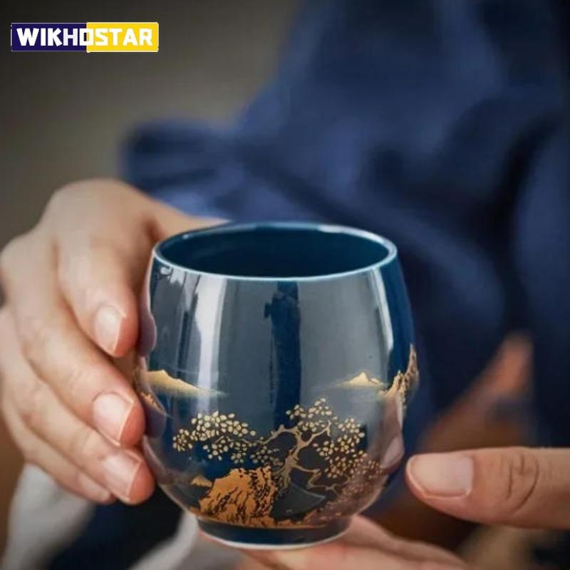 Ceramic Teacup Single Cup Tea Cup Japanese Style Tea Bowl and Cup Household 180ml Large Teacup Tea Set
