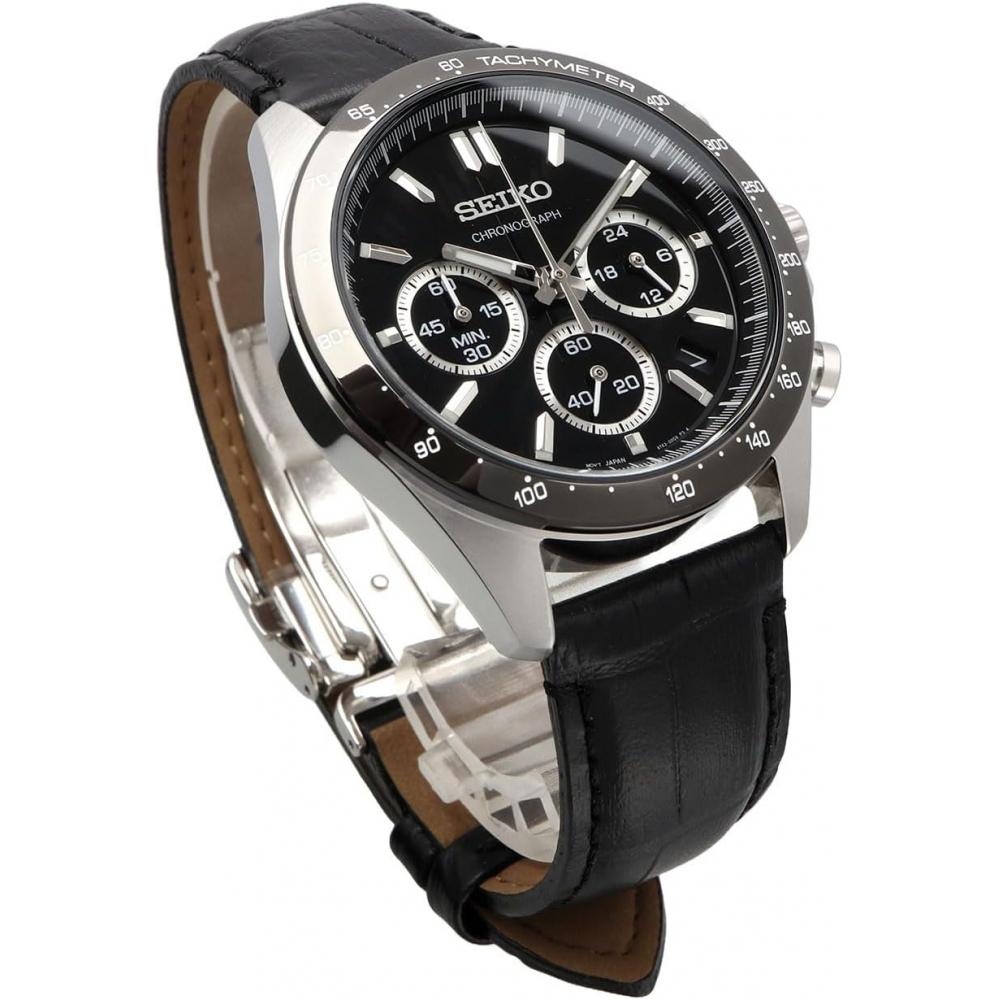 [Seiko] Seiko 1 5 Second Chronograph Quartz Chronograph Quartz Watch Men S Sbtr021 Black Leather [genuine domeStic Product]