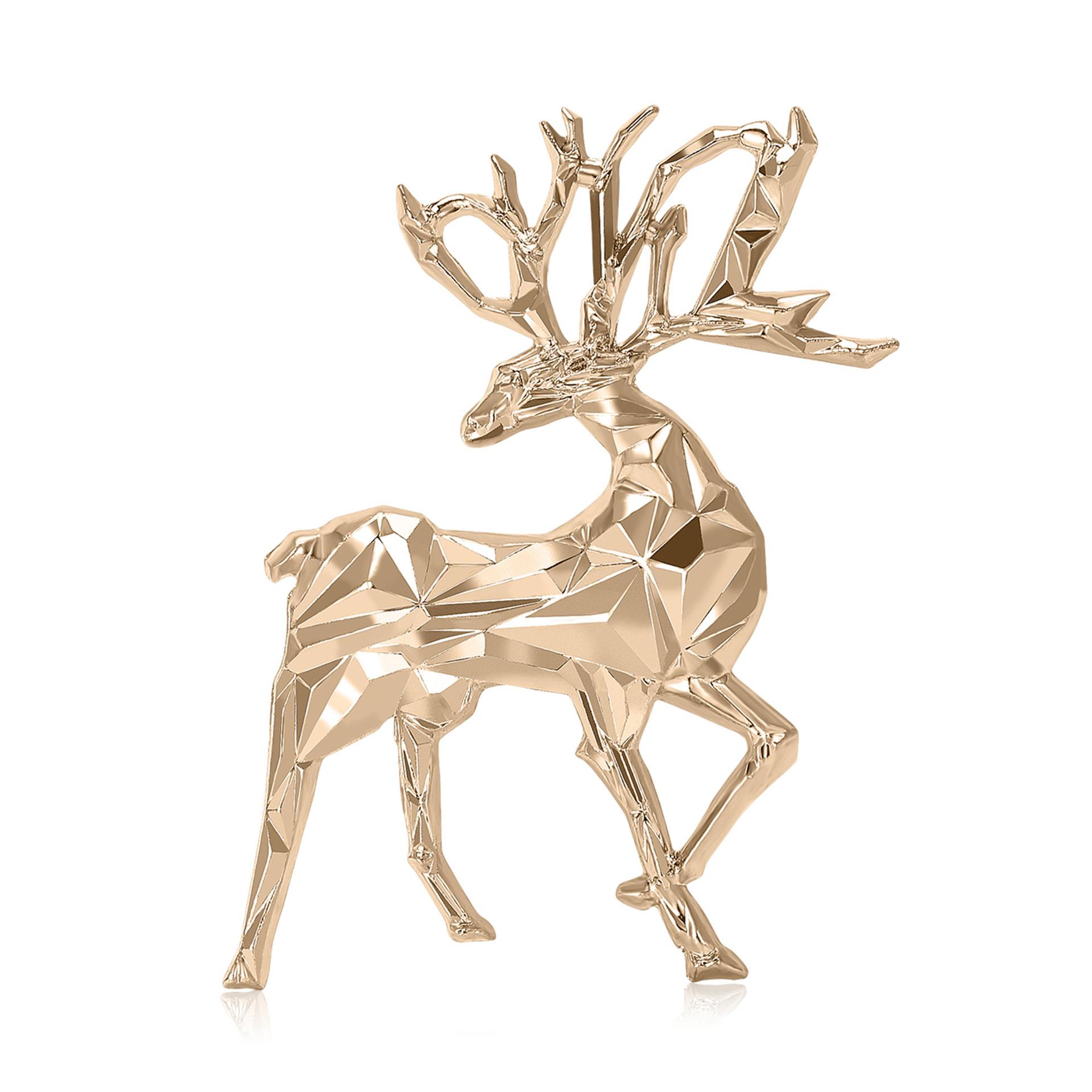 

Модная и персонализированная брошь из гладкого сплава в виде лося, изысканная и универсальная мужская и женская бижутерия в виде цветка на грудь золотой